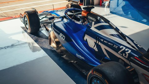 F1 car in garage
