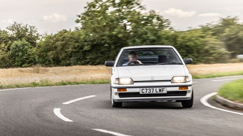 Honda CRX cornering, front three quarters