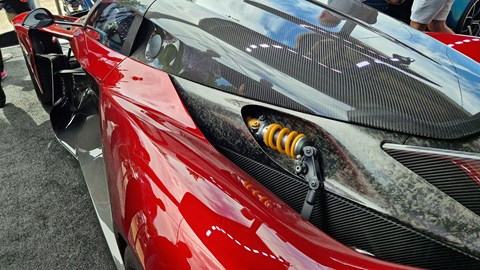 Zenvo Aurora Agil at the 2024 Goodwood Festival of Speed, rear suspension detail, red