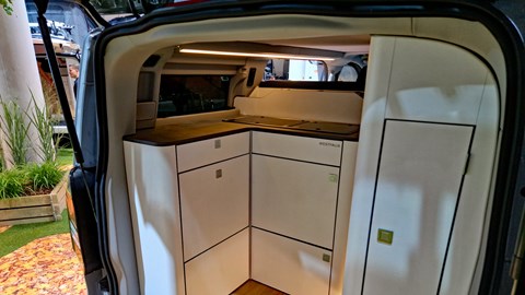 The Nugget's kitchen is at the rear of the van.