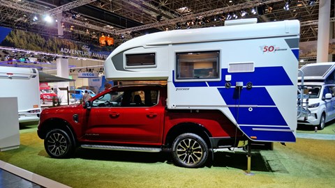 2023 Dusseldorf Caravan Salon - Ford Ranger pickup with camper back, side view