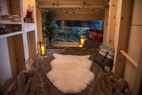 Inside the Land Rover Christmas cabin