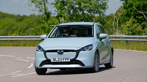 Mazda 2 cornering, front, three quarters