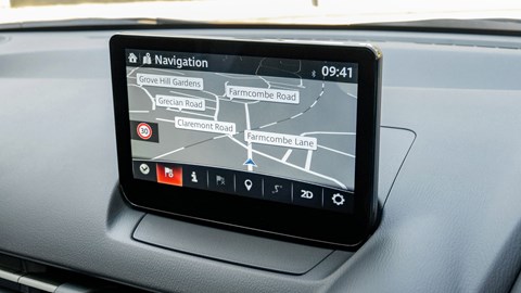 Ageing tech: nav is standard on Mazda 2, but an old infotainment set-up