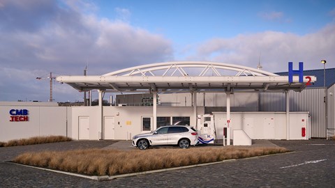 BMW iX5 at a hydrogen refuelling station