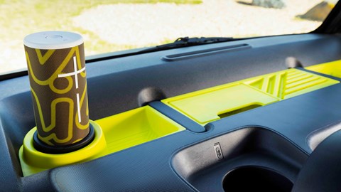Portable bluetooth speaker on the Citroen Ami Buggy