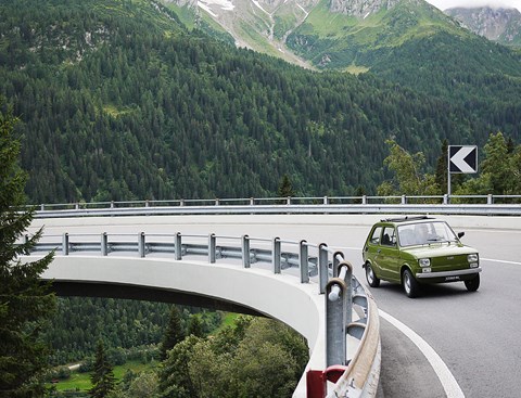 Up the Furka Pass flat-out - at 40mph