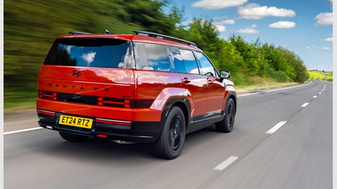 Hyundai Santa Fe review: rear shot on the road