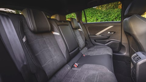 Vauxhall Astra Sports Tourer Electric (2023) review: rear seats, black upholstery