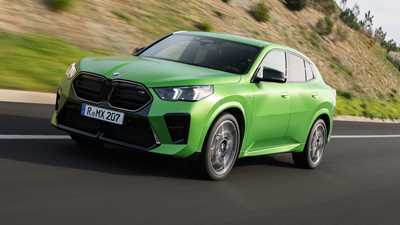 BMW X2 review - M35i, green, front, driving