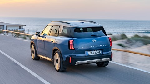 Mini Countryman Electric review - SE ALL4, rear, blue, driving