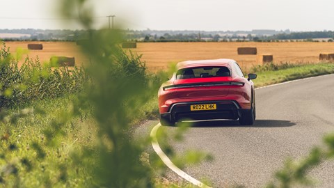 Porsche Taycan GTS - rear dynamic shot