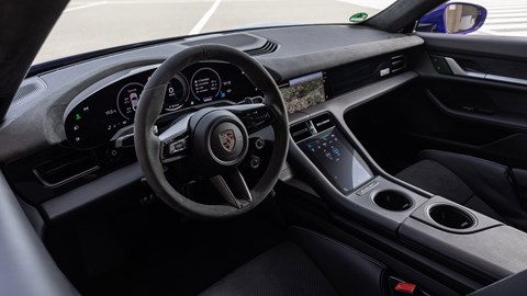 Porsche Taycan Turbo GT review - Purple Sky Metallic, Weissach package, interior, steering wheel