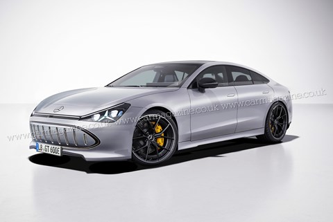 CAR's vision of how the electric Mercedes-AMG GT four-door will look, illustrated by Lars Sältzer