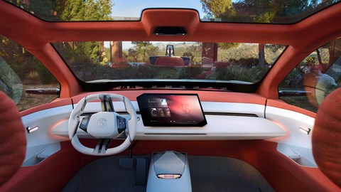 BMW Neue Klasse X electric SUV concept, interior, dashboard, weirdly shaped central screen, Panoramic Vision Display
