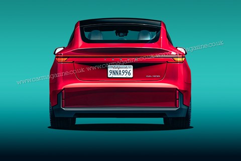 Tesla's upcoming new Model 2 electric car, illustrated for CAR by LARSONdesign