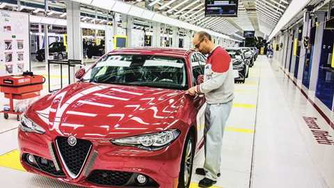 Alfa's Cassino plant employs 4300 staff in two shifts building 1260 Giulia saloon, Stelvio SUV and older, pre-rear drive Giulietta per day