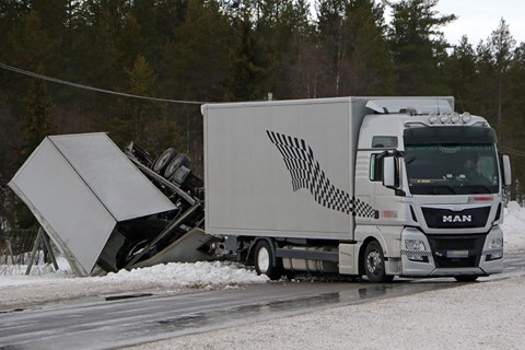Porsche transporter winter testing prang in Sweden