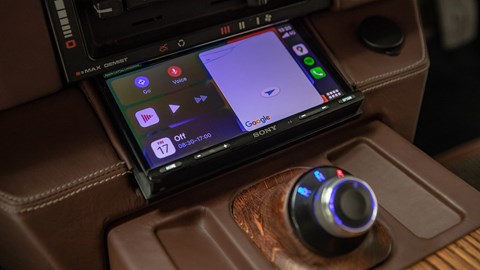 Fold-down screen offers Apple CarPlay and Android Auto connectivity