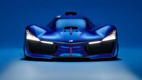 Alpine Alpenglow Hy4 hydrogen hypercar prototype, dead-on front