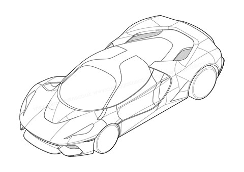 Line drawing of mystery Ferrari supercar