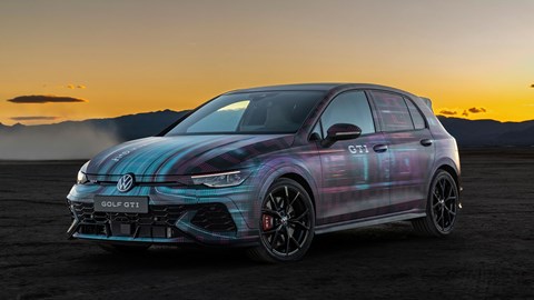 Volkswagen Golf GTI Clubsport prototype, front three quarter static, camo wrap