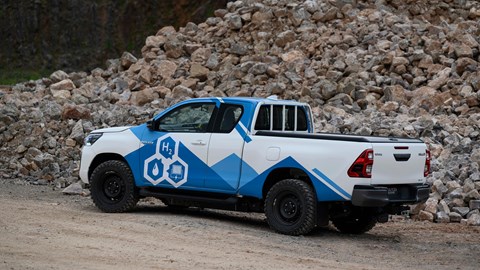 The hydrogen tanks are tucked away underneath the cabin.