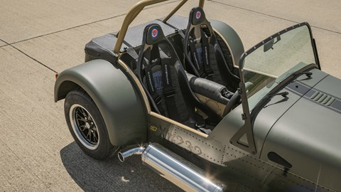 Caterham Seven 360R built with parts from RAF Puma HC2 helicopter - seats and cabin from above