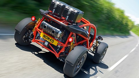 Ariel Nomad 2 - rear, driving on-road, with luggage