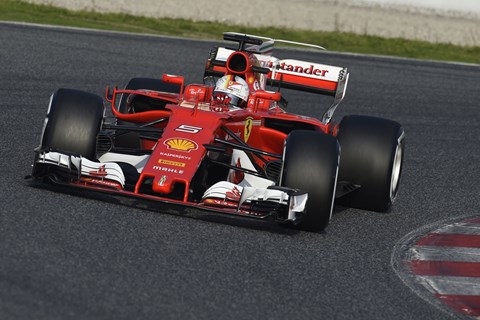 Sebastian Vettel's Ferrari at the 2017 Barcelona pre-season test