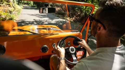 Moke Electric review, being driven in Surrey
