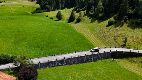 California T7 - distant drone shot on the road