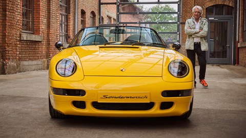 Porsche 911 Speedster by Sonderwunsch, based on 993 - front view with owner Luca Trazzi