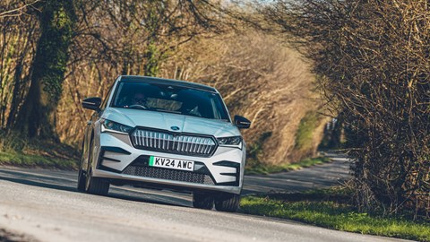 Skoda Enyaq month 1 front dynamic shot