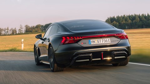 Audi e-Tron GT review - RS Performance, rear, driving