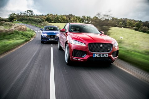 Maserati Levante chases Jaguar F-Pace. Photos by Charlie Magee