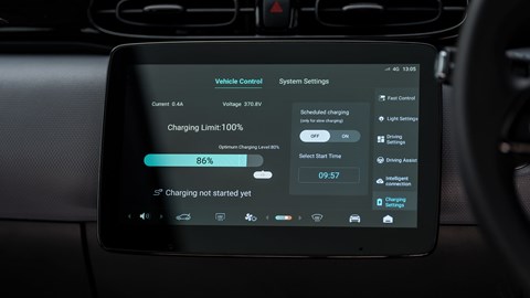 Leapmotor T03 (2025) review: drivers seat and steering wheel, black and grey upholstery