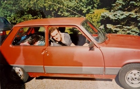 A (much) younger Tim Pollard and his first car: an unripe tomato red 1982 Renault 5 GTL