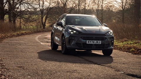 Cupra Terramar review - front, grey, driving round corner