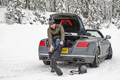 Bentley Continental GT Convertible Steve changing shoes