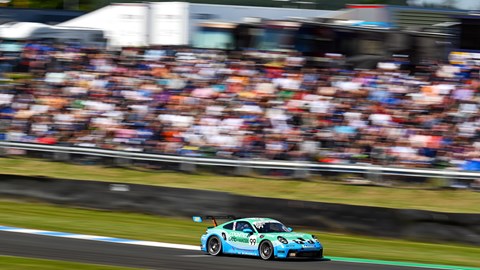 Large crowds watch the Porsche Carrera Cup GB