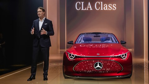 Mercedes chairman and CEO Ola Källenius, stood next to Concept CLA Class