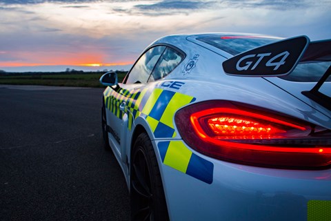 Porsche Cayman GT4 Norfolk police night spoiler