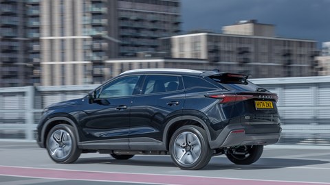 Omoda E5 review, rear, black, driving