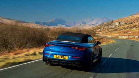 Hood up, refinement is excellent in the 2025 Mercedes-AMG CLE 53 Cabriolet