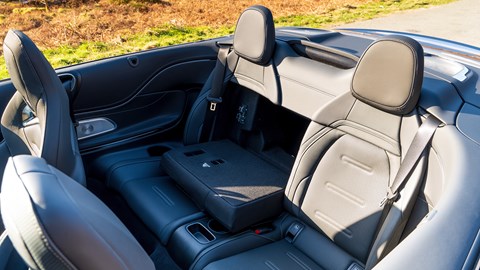 Two rear seats in Mercedes-AMG CLE Cabriolet pretty tight on space