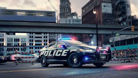 The new Ford Police Responder Hybrid Sedan unveiled at New York auto show