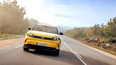 Ford Capri (2024) review: front driving, yellow paint, high angle