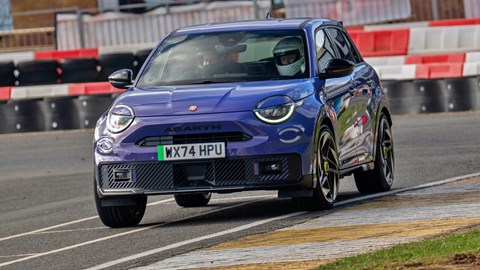 Abarth 600e front cornering