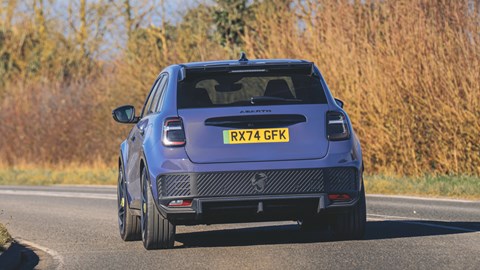 Abarth 600e rear cornering